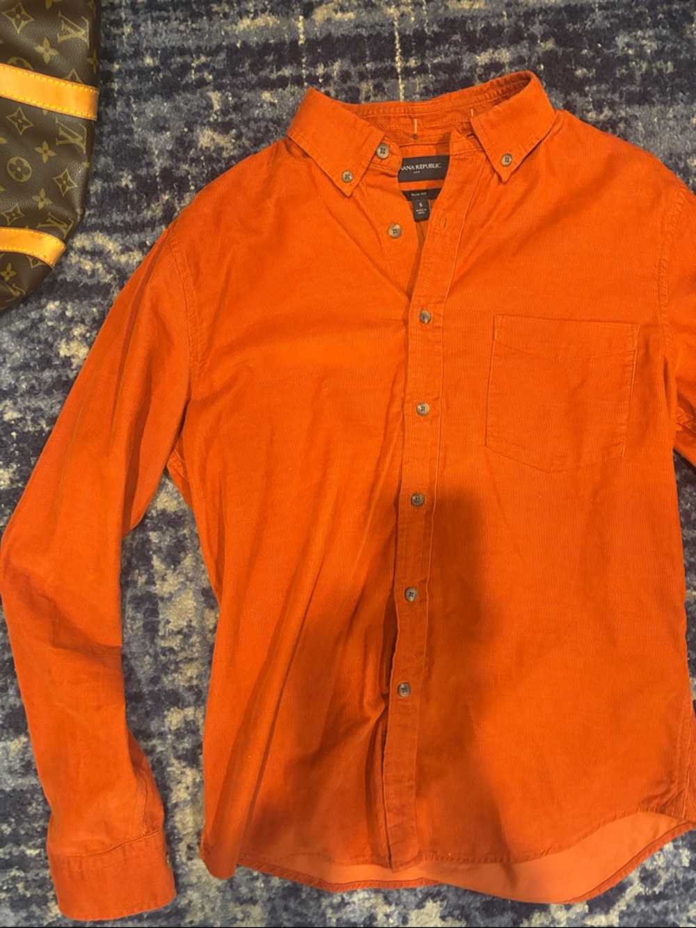Banana Republic Men's Burnt Orange Corduroy Button-Down Shirt